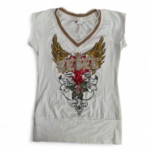 Vintage Umgee Sparkle Rebel Graphic Tee V-Neck